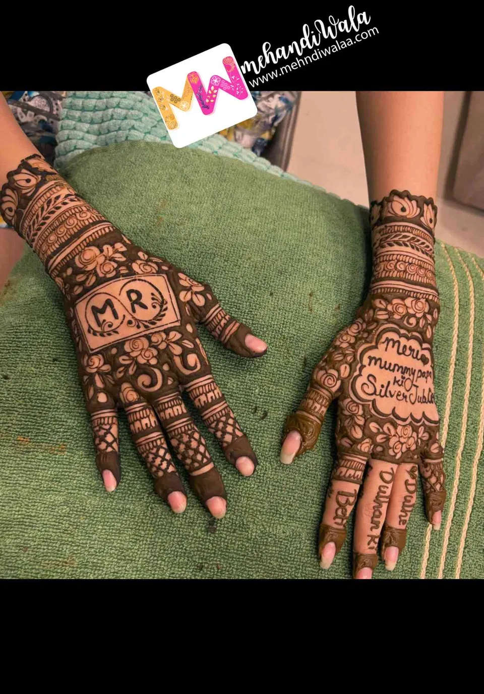 Front Hand Mehndi Design with Figures and Jaal (2)