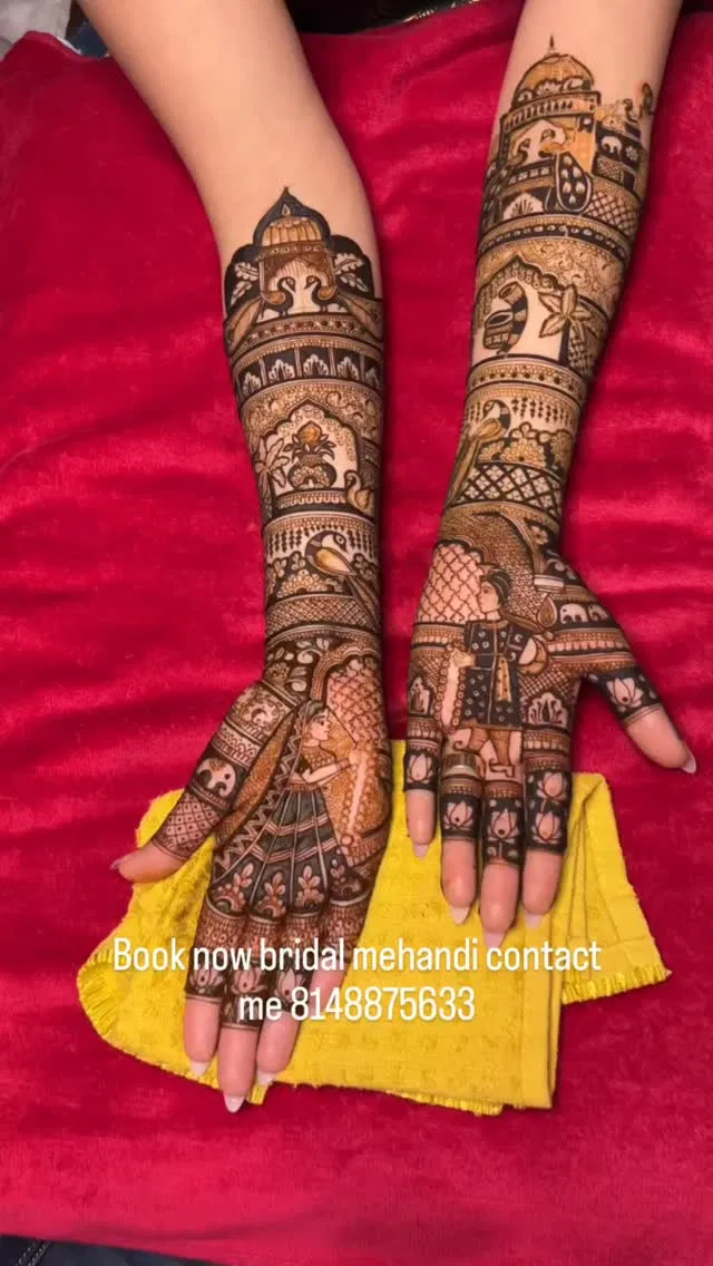 Bridal Stylish Mehndi Design with Figures