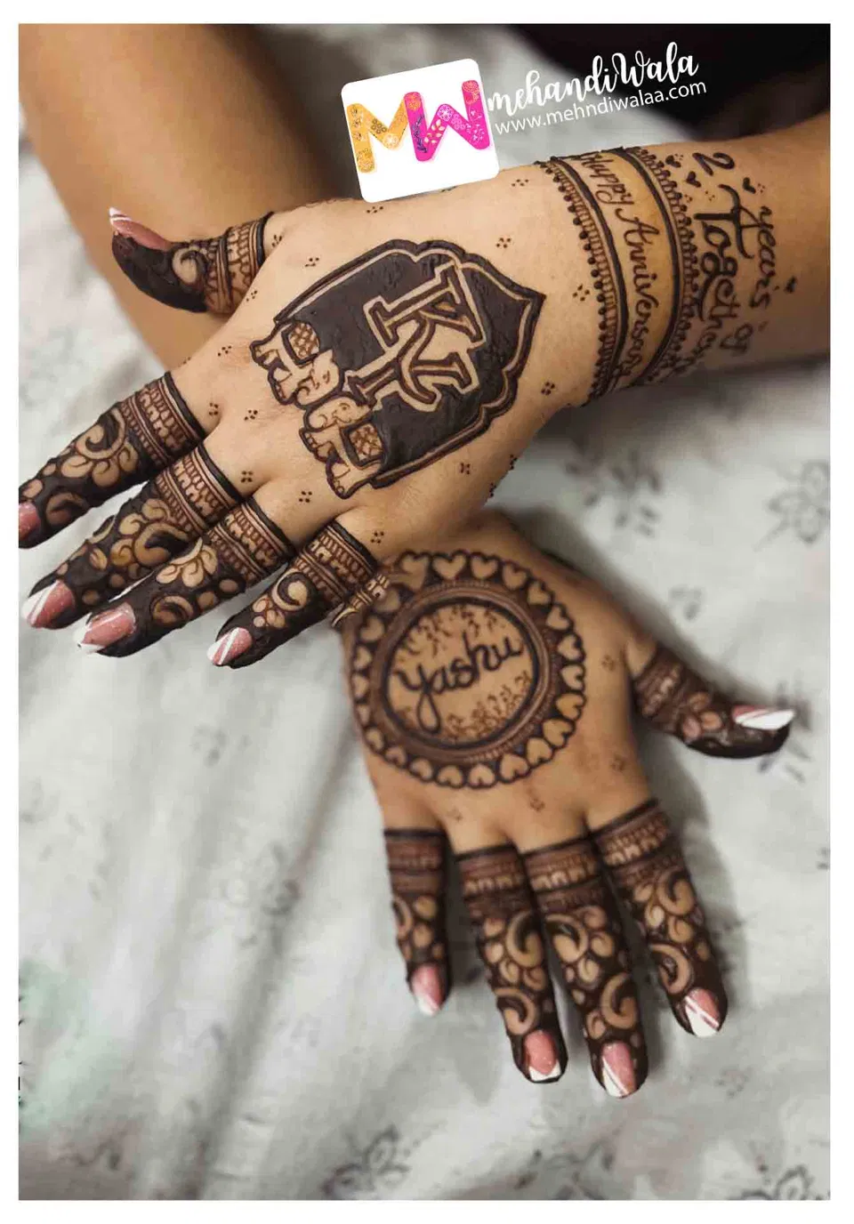 Full Hand Mehndi Design with Gol Tikki