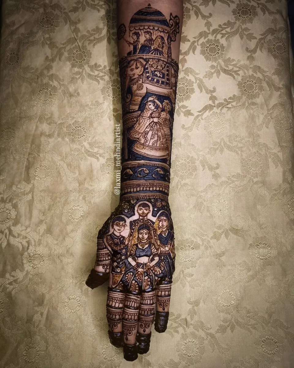 Full Hand Mehndi Design with Figures