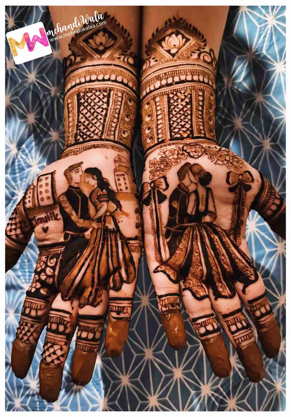 Bridal Full Hand Mehndi Design with Figures (2)
