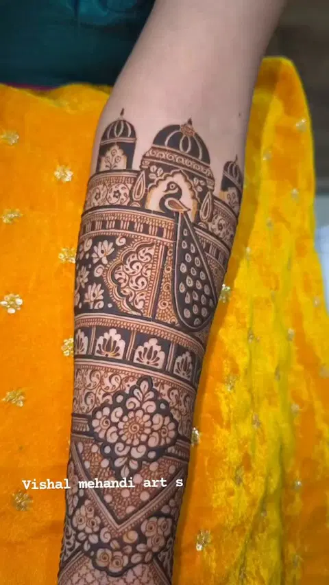 peacock full hand mehndi design