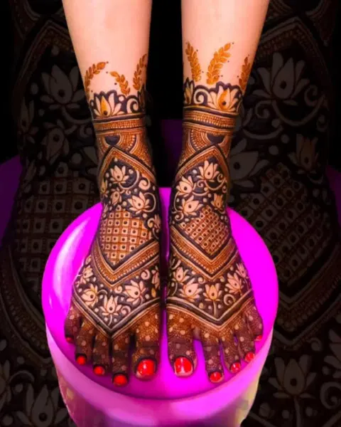 bridal foot mehndi design