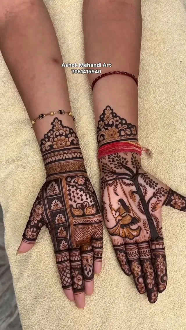Bridal Full Hand Mehndi Design with Figures and Peacock (17)
