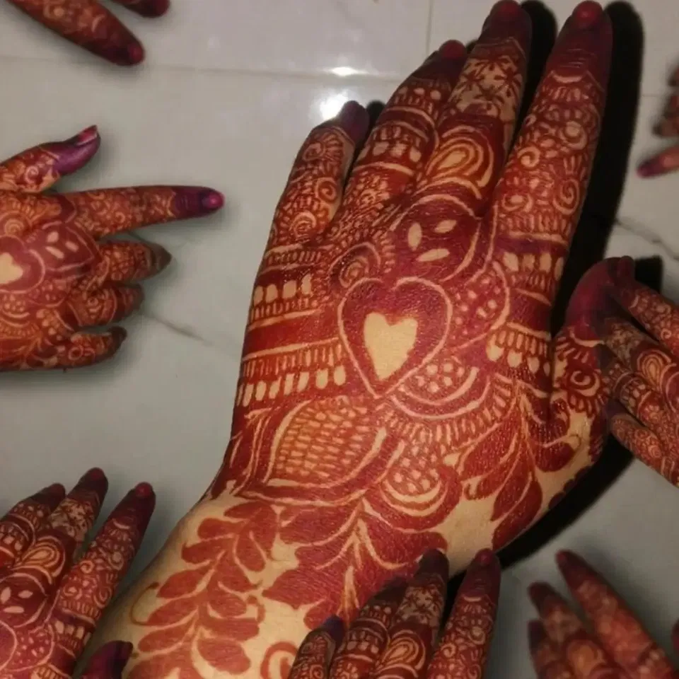 Indian Mehndi Design with Hearts