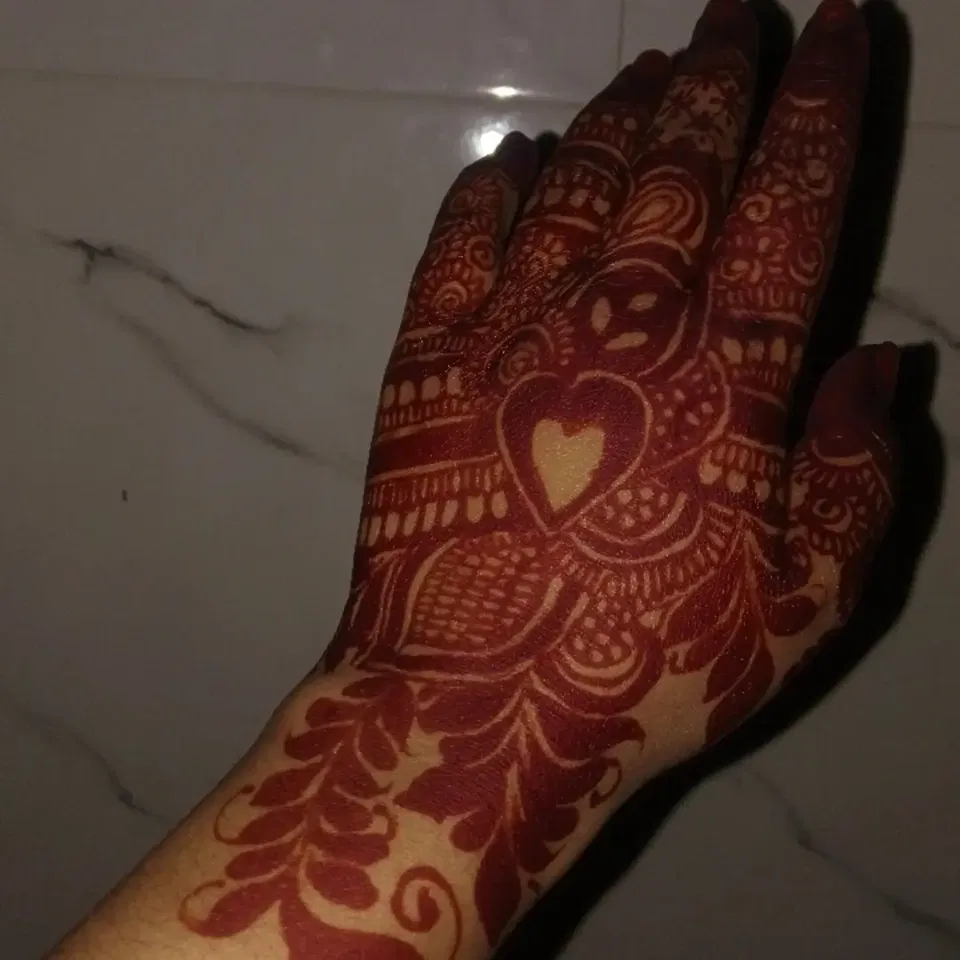 Indian Full Hand Mehndi Design with Hearts