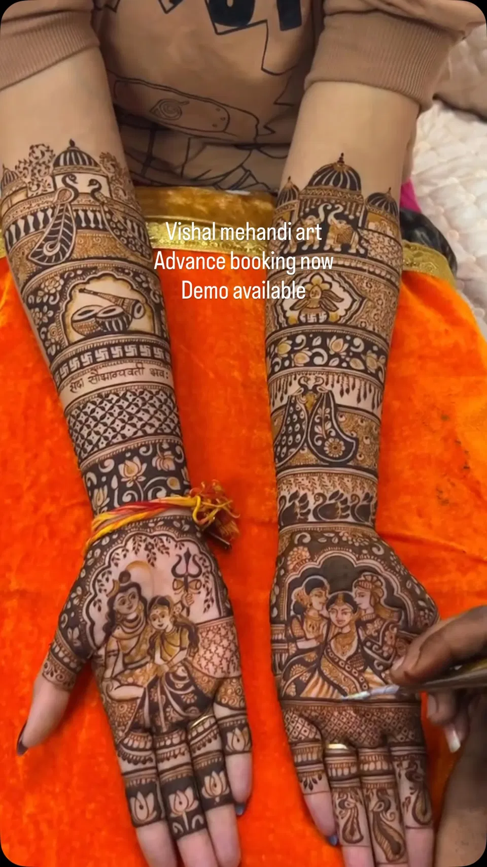 Bridal Full Hand Mehndi Design with Figures