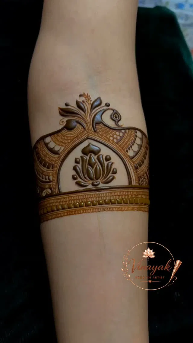 Bridal Full Hand Mehndi Design with Lotus and Peacock (2)