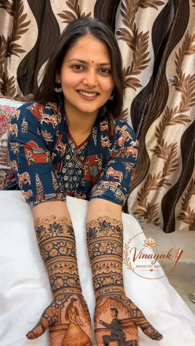 Bridal Full Hand Mehndi Design with Figures and Hearts (19)
