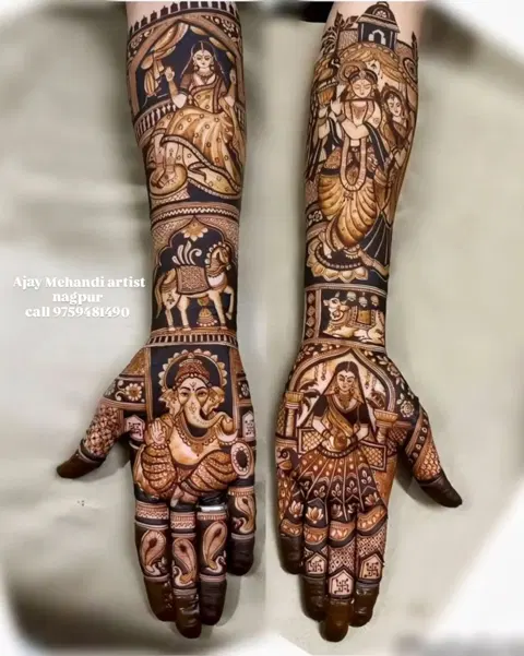 figure full hand mehndi design