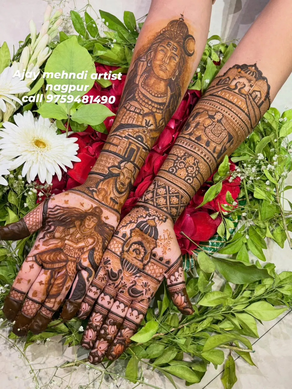 Full Hand Mehndi Design with Figures (2)