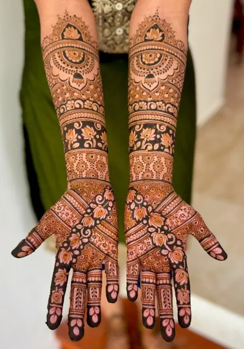 bridal front hand mehndi design
