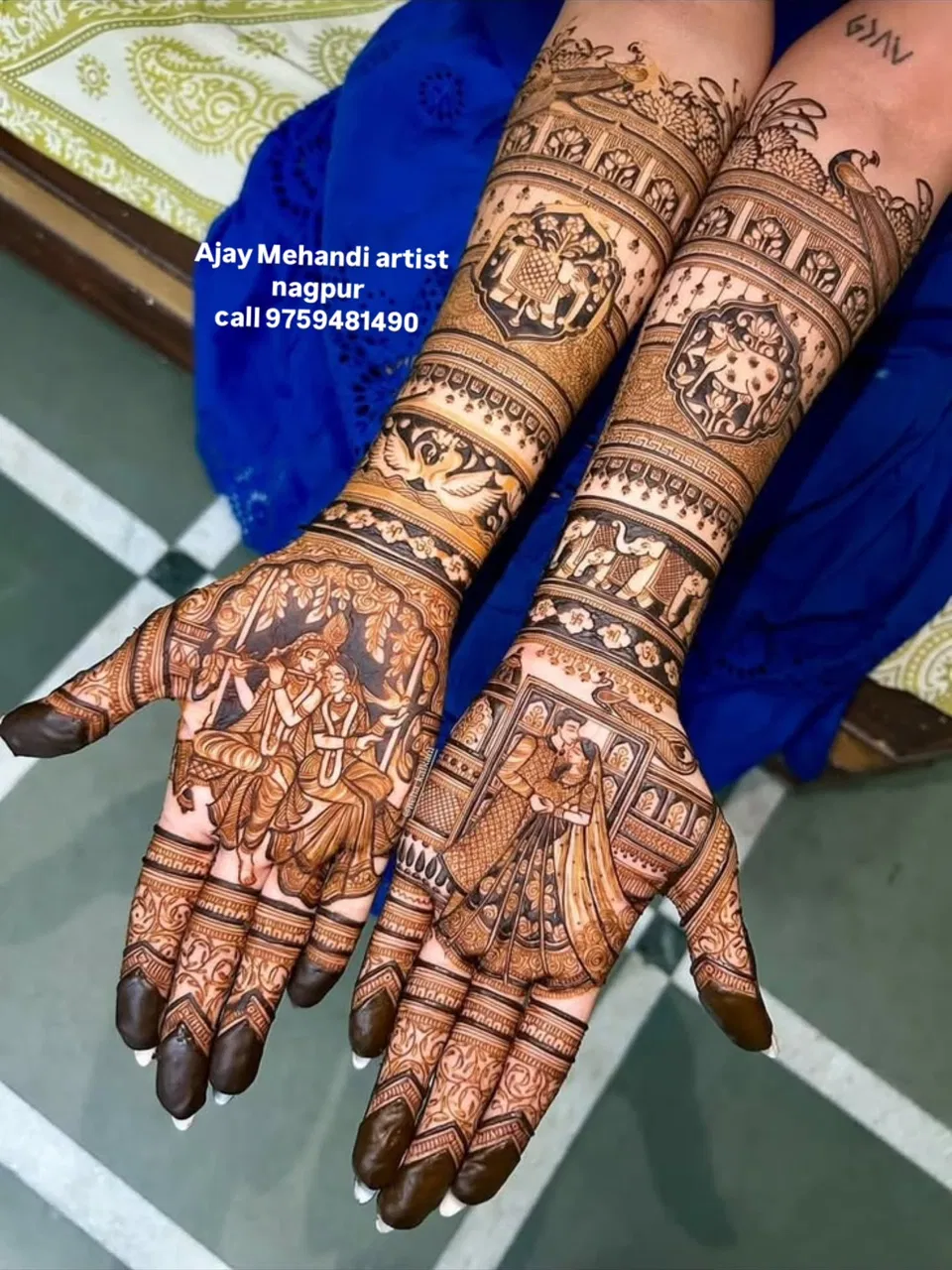Full Hand Mehndi Design with Figures (3)