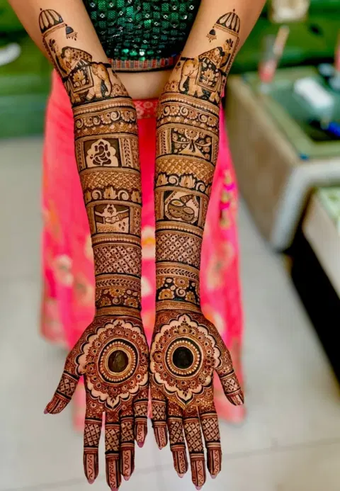 bridal front hand mehndi design