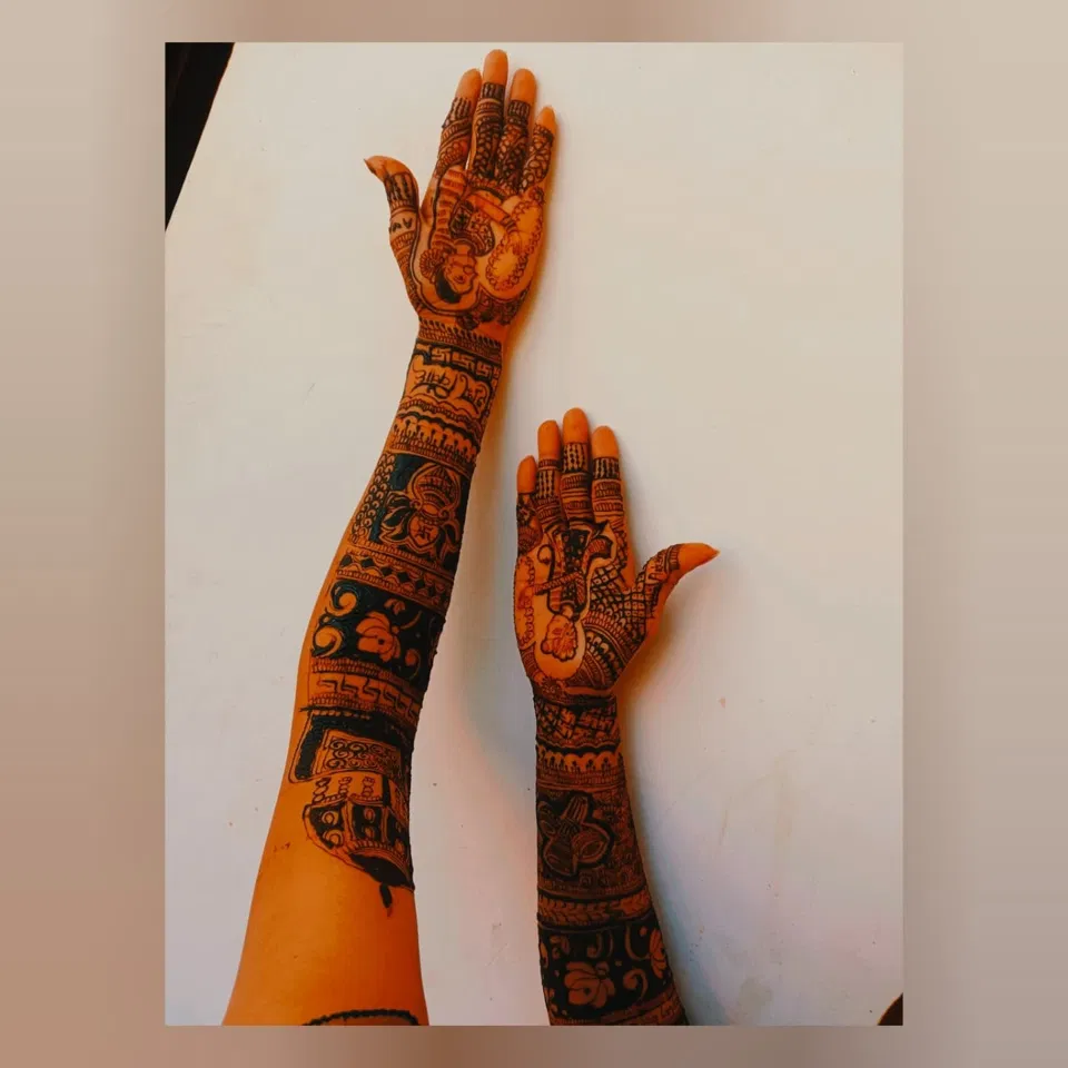 Full Hand Mehndi Design with Figures