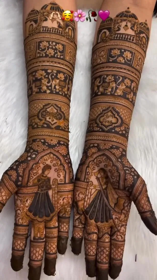 Full Hand Mehndi Design with Figures (2)