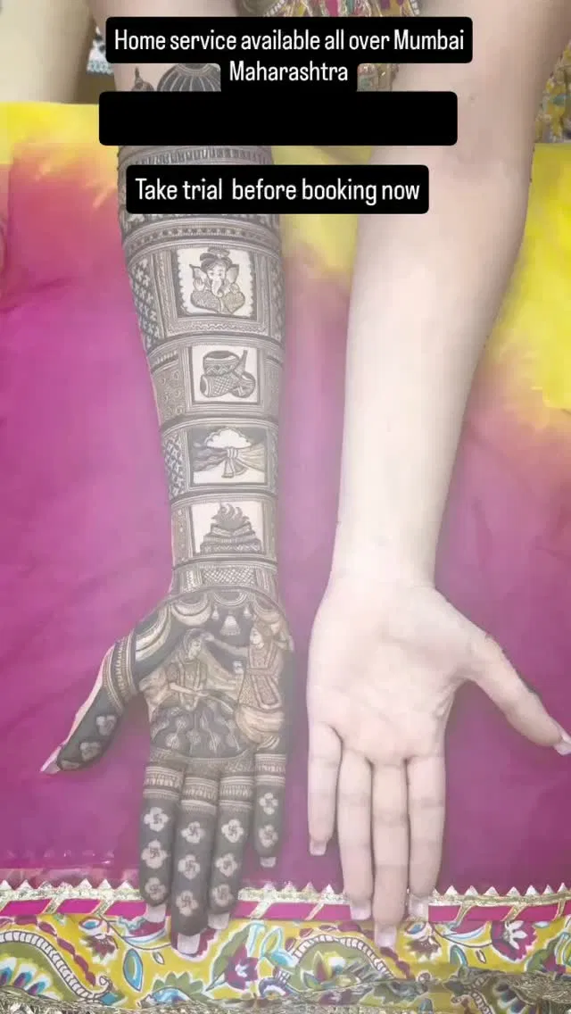Bridal Full Hand Mehndi Design with Figures