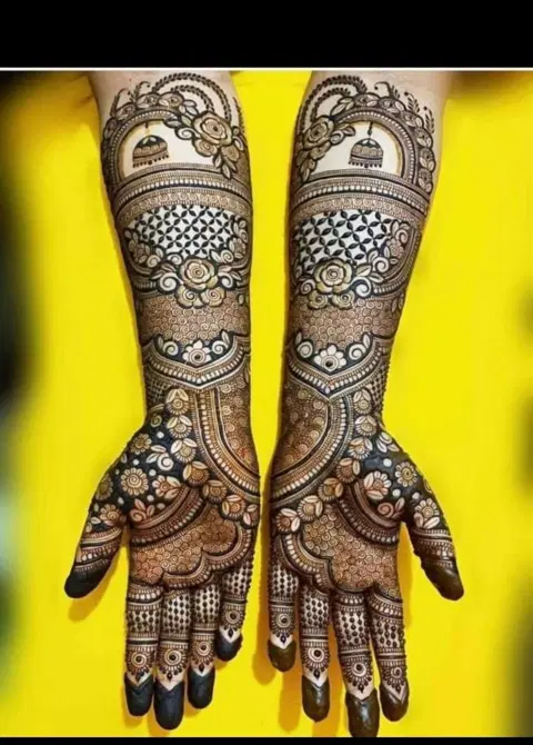 bridal indian figure full hand mehndi design