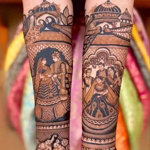 figure full hand mehndi design