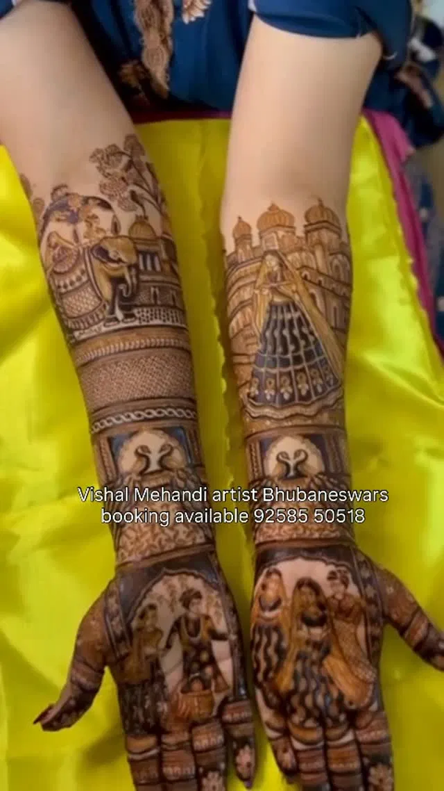 Bridal Full Hand Mehndi Design with Figures (63)