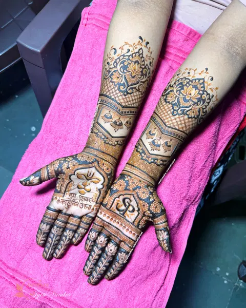 bridal full hand mehndi design