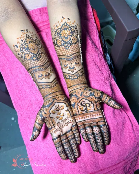 bridal full hand mehndi design