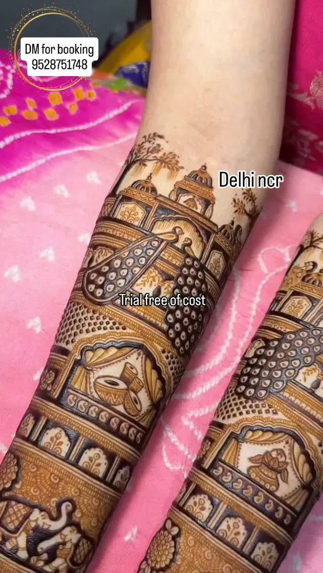 Full Hand Mehndi Design with Peacock