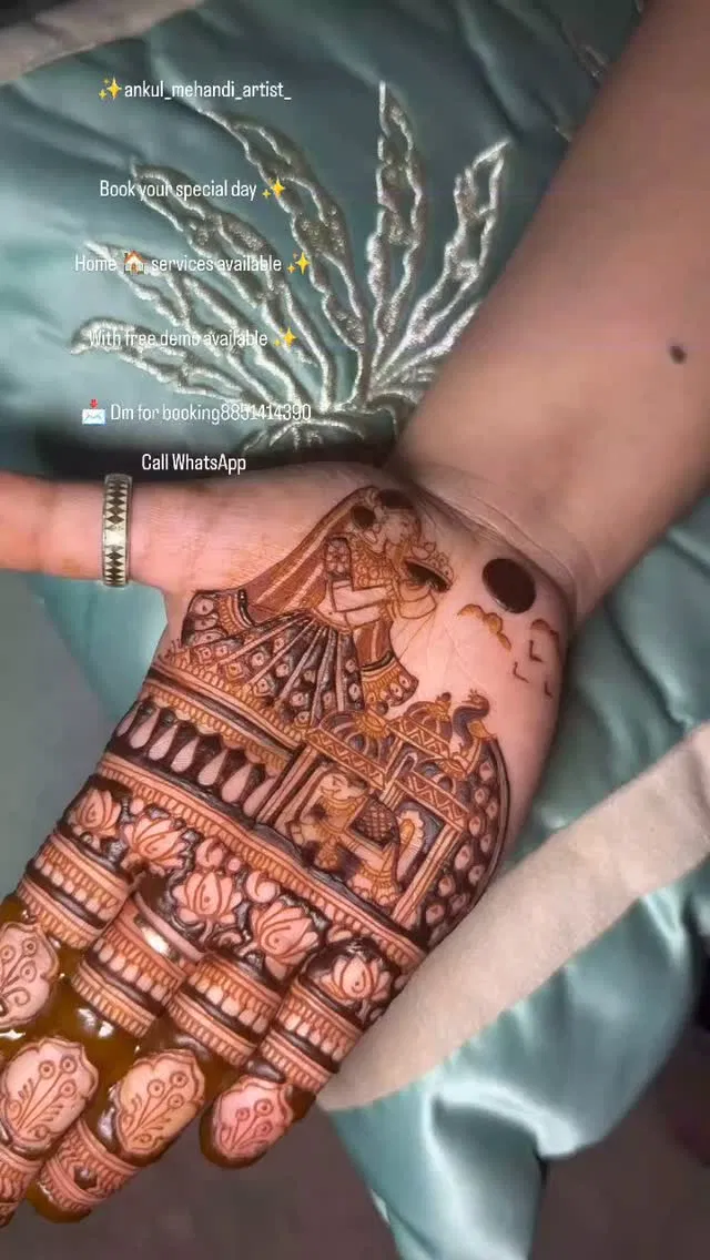 Bridal Royal Mehndi Design with Figures