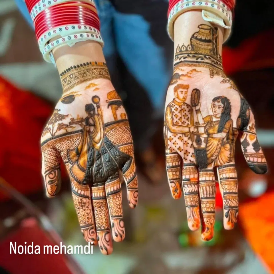 Bridal Mehndi Design with Figures