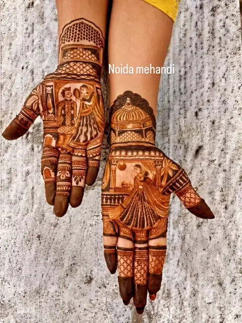 bridal indian figure finger mehndi design
