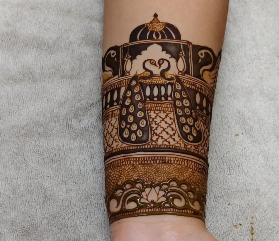 Bridal Full Hand Mehndi Design with Peacock (7)