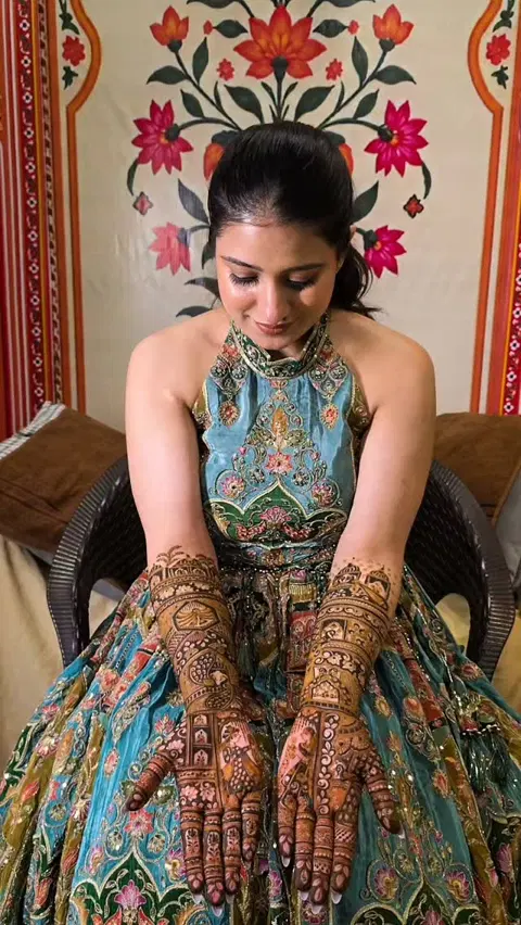lotus full hand mehndi design