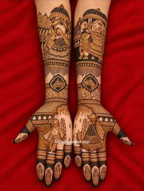 figure full hand mehndi design