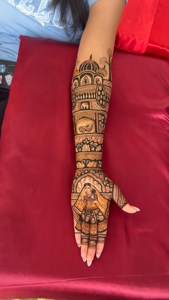Bridal Full Hand Mehndi Design with Figures (69)