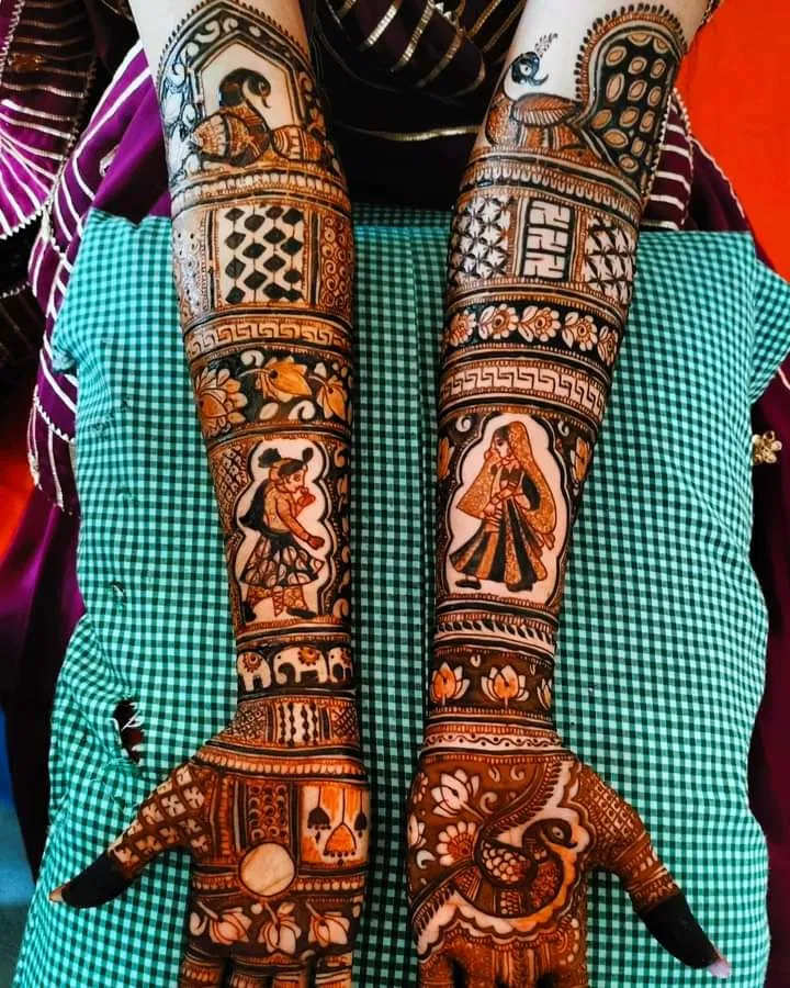 Bridal Stylish Foot Mehndi Design with Figures
