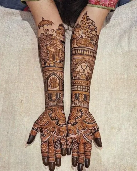 bridal stylish figure front hand mehndi design