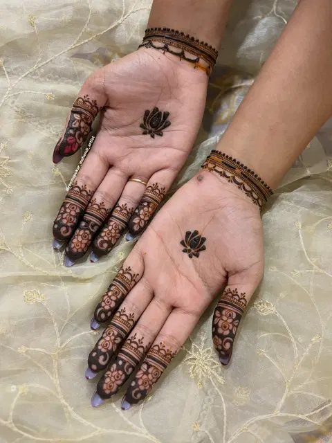 arabic bridal lotus finger mehndi design