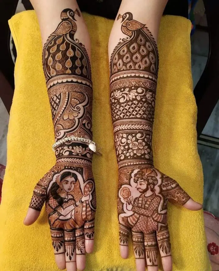 Bridal Stylish Front Hand Mehndi Design with Figures (10)