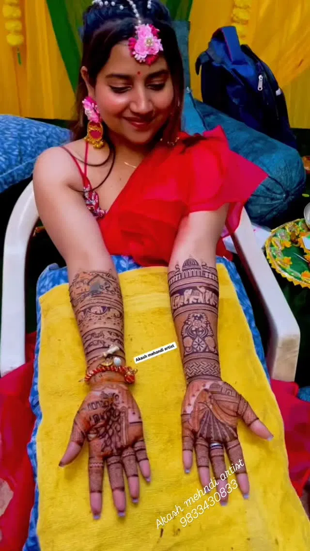 Bridal Stylish Full Hand Mehndi Design with Figures (13)