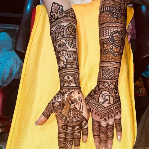 figure full hand mehndi design