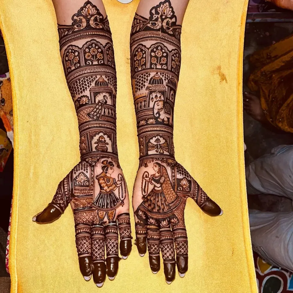 Full Hand Mehndi Design with Figures (4)
