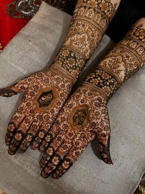 bridal pakistani back hand mehndi design