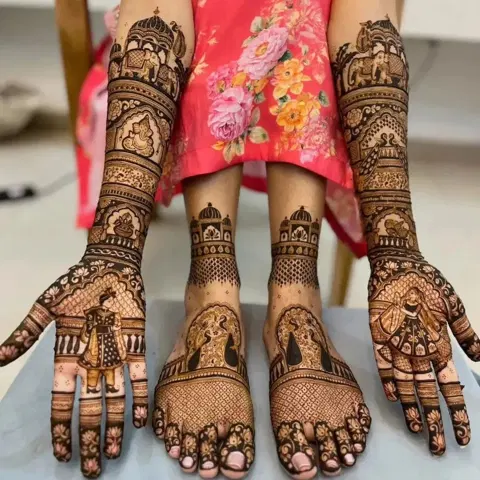 bridal figure foot mehndi design