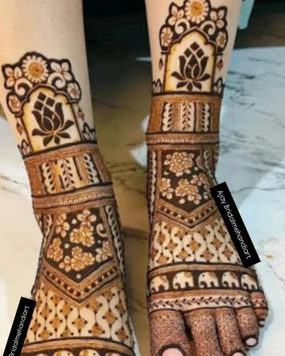 Bridal Indian Mehndi Design with Deity and Figures