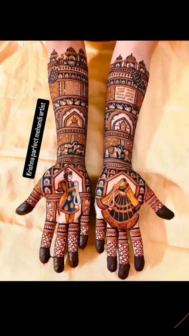 Bridal Full Hand Mehndi Design with Figures (74)