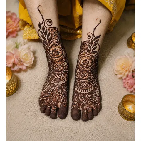 figure foot mehndi design