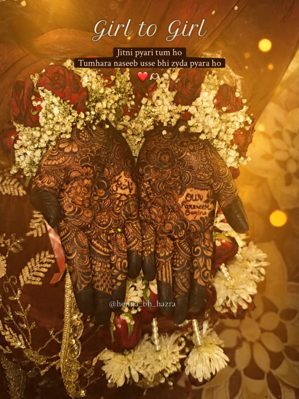 Mehndi Design with Figures and Hearts