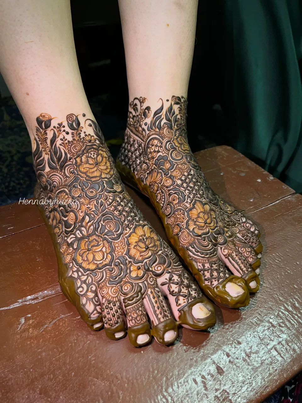 Foot Mehndi Design with Figures and Lotus
