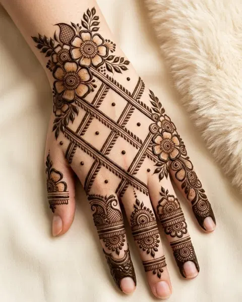 simple stylish back hand mehndi design