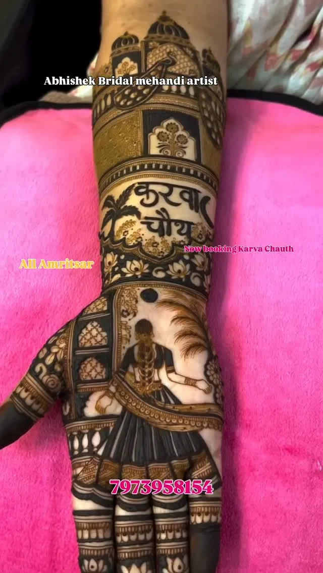 Bridal Full Hand Mehndi Design with Figures (75)